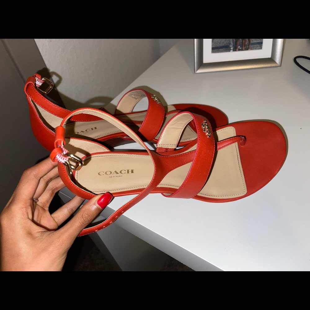 Strappy Coach sandals with a small wedge